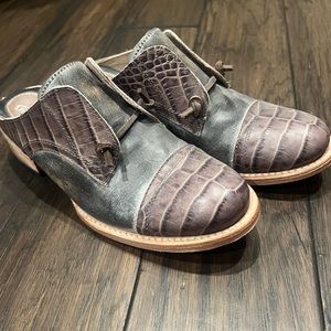 Freebird by Steven Black and Brown Oxfords with Crocodile Pattern